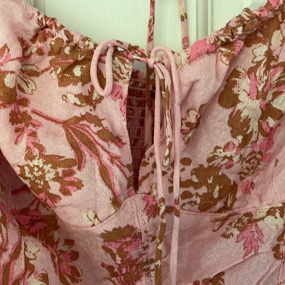 NWT FREE PEOPLE Hilary printed top size M pink longsleeve shirt boho floral - Picture 4 of 9